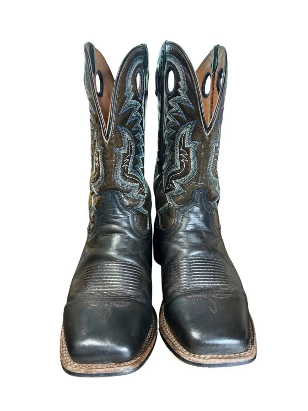 Dan Post Men Size 11EW Duece Cowboy Boots Brown Black Square Toe Western DP4558 - Picture 6 of 10